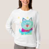 Turquoise Kat Vakantie Mode T-shirt (Voorkant)