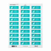 Turquoise kattenlabels met aangepast retouradres etiket (Full Sheet)