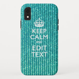 Turquoise Keep Calm and Jouw tekst Festive iPhone XR Hoesje