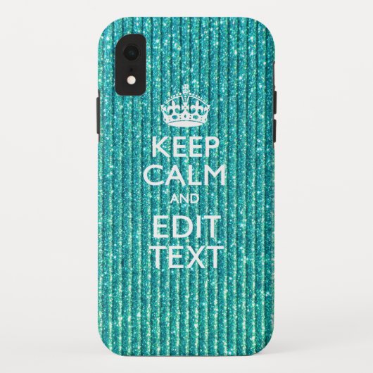Turquoise Keep Calm and Jouw tekst Festive Case-Mate iPhone Case (Achterkant)