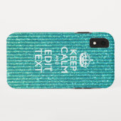 Turquoise Keep Calm and Jouw tekst Festive Case-Mate iPhone Case (Achterkant (horizontaal))