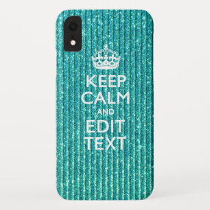 Turquoise Keep Calm and Jouw tekst Festive Case-Mate iPhone Case