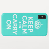 Turquoise Keep Calm en Carry on Case-Mate iPhone Case (Achterkant (horizontaal))