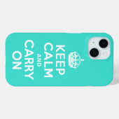 Turquoise Keep Calm en Carry on Case-Mate iPhone Case (Achterkant (horizontaal))