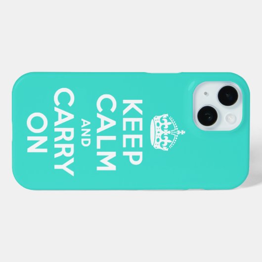 Turquoise Keep Calm en Carry on Case-Mate iPhone Case (Achterkant (horizontaal))