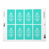 Turquoise Keep Calm en Carry on Etiket (Full Sheet)