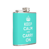 Turquoise Keep Calm en Carry on Heupfles (Rechts)