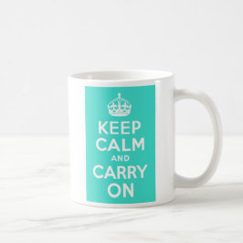 Turquoise Keep Calm en Carry on Koffiemok