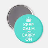 Turquoise Keep Calm en Carry on Magneet (Voorkant / Achterkant)