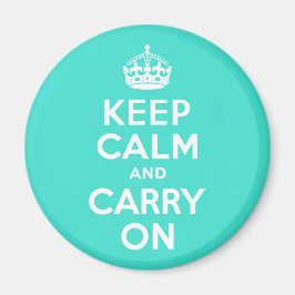 Turquoise Keep Calm en Carry on Magneet
