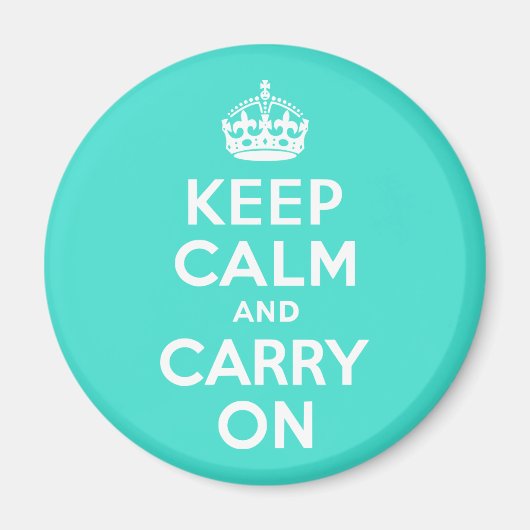 Turquoise Keep Calm en Carry on Magneet (Voorkant)