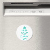 Turquoise Keep Calm en Carry on Magneet (Insitu (Vaatwasser))