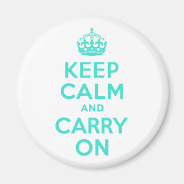 Turquoise Keep Calm en Carry on Magneet