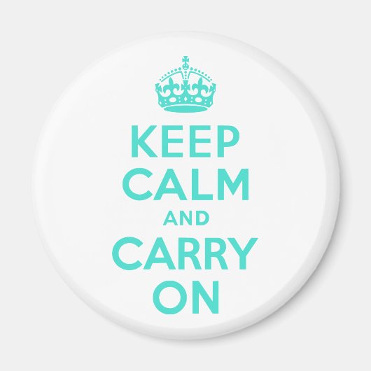 Turquoise Keep Calm en Carry on Magneet (Voorkant)