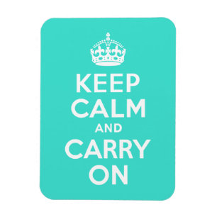 Turquoise Keep Calm en Carry on Magneet
