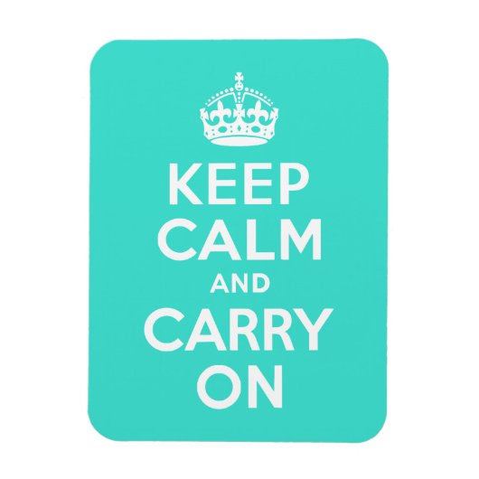 Turquoise Keep Calm en Carry on Magneet (Verticaal)