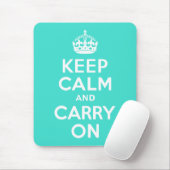Turquoise Keep Calm en Carry on Muismat (Met muis)