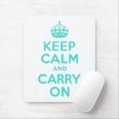 Turquoise Keep Calm en Carry on Muismat (Met muis)
