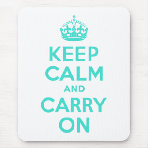 Turquoise Keep Calm en Carry on Muismat