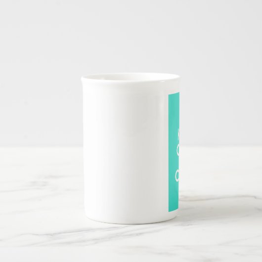 Turquoise Keep Calm en Carry on Porselein Kop (Voorkant)