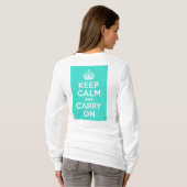 Turquoise Keep Calm en Carry on T-shirt (Achterkant volledig)