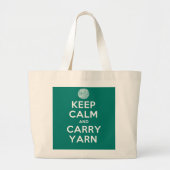 Turquoise Keep Calm en Carry Yarn Grote Tote Bag (Voorkant)