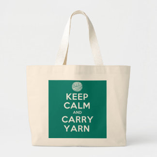 Turquoise Keep Calm en Carry Yarn Grote Tote Bag