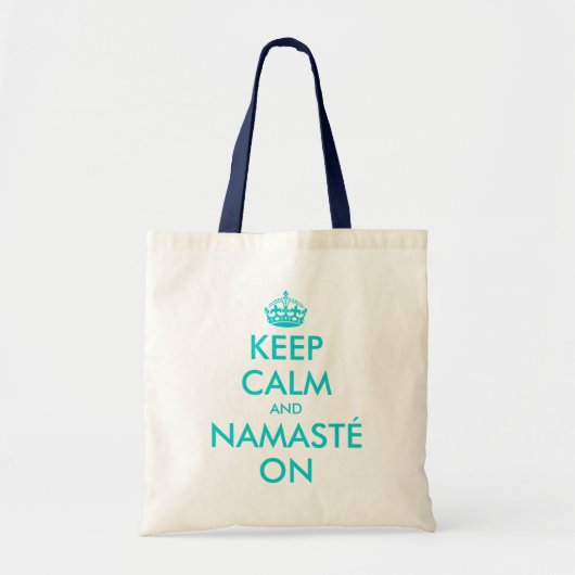 Turquoise Keep Calm en Namasté op canvas tas (Voorkant)