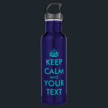 Turquoise Keep Calm  groot 24 oz Waterfles<br><div class="desc">Turquoise blue Keep Calm en ga door met het cadeau voor water op de drink.  ontwerp van 24 oz. Grappig aanpasbaar Birthday-cadeau voor sport,  kamperen,  wandelen,  kantoor,  reizen enz. Beschikbaar in kleine en grote afmetingen.</div>