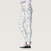 Turquoise Kerstboom Patroon #5 ID1009 Leggings (Links)