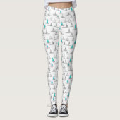 Turquoise Kerstboom Patroon #5 ID1009 Leggings (Voorkant)