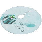 Turquoise Kerstcadeau Boomrok Fleece Kerstboom Rok (Gekanteld)