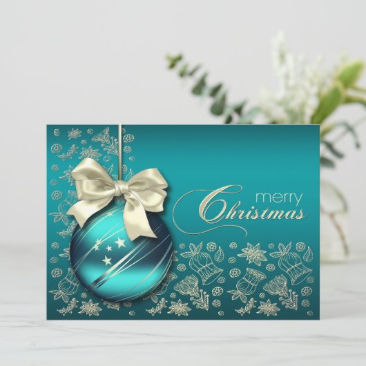 Turquoise kerstfeest kaart (Staand voorkant)