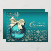 Turquoise kerstfeest kaart (Voorkant / Achterkant)