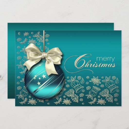 Turquoise kerstfeest kaart (Voorkant / Achterkant)