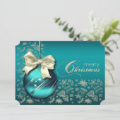 Turquoise kerstfeest kaart (Staand voorkant)