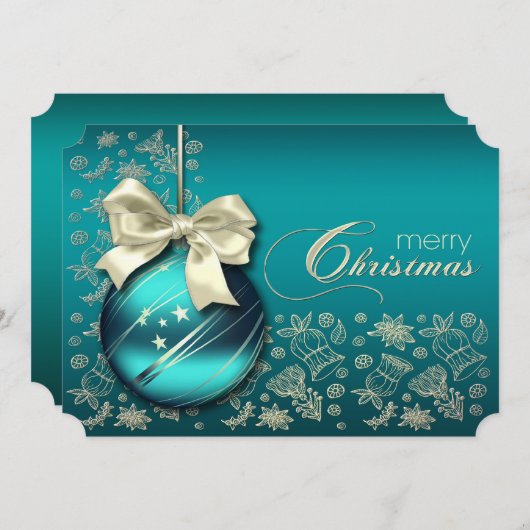 Turquoise kerstfeest kaart (Voorkant / Achterkant)