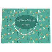 Turquoise kerstpijnboom Waterverf Groot Cadeauzakje (Voorkant)