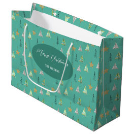 Turquoise kerstpijnboom Waterverf Groot Cadeauzakje