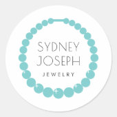 Turquoise Ketting Logo | Ontwerp van juwelen Ronde Sticker (Voorkant)