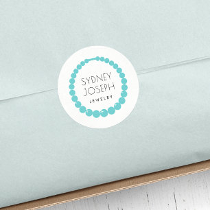 Turquoise Ketting Logo   Ontwerp van juwelen Ronde Sticker