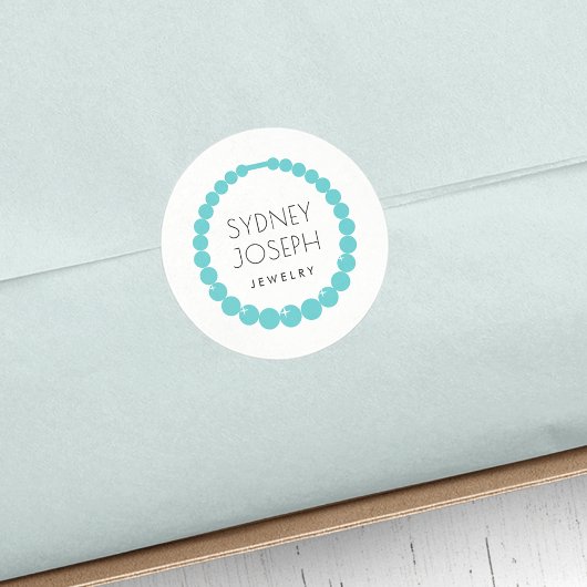 Turquoise Ketting Logo | Ontwerp van juwelen Ronde Sticker