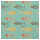 Turquoise  Kitsch Fish Fabric Stof (Swatch)