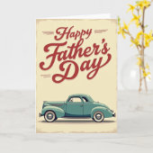 Turquoise Klassieke Vaderdagkaart Auto Kaart (Gele Bloem)