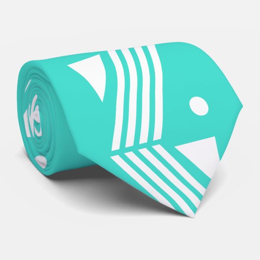 Turquoise kleur stropdas (Opgerold)