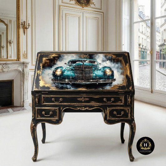 Turquoise Kleur Vintage Auto Decoupage Tissuepapier