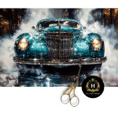 Turquoise Kleur Vintage Auto Decoupage Tissuepapier