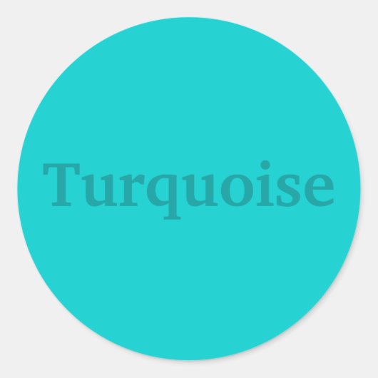 Turquoise Kleur Word op Licht Blauwgroen Stickers (Voorkant)
