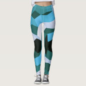 Turquoise kleurblokken leggings (Voorkant)