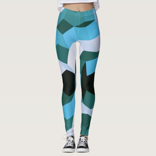 Turquoise kleurblokken leggings (Voorkant)
